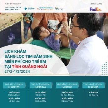 Khám sàng lọc bệnh tim miễn phí cho trẻ em tại Quảng Ngãi